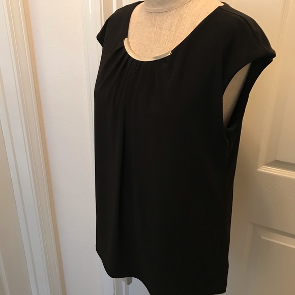 WHBM black knit shell with silver hardware - Picture 7 of 12